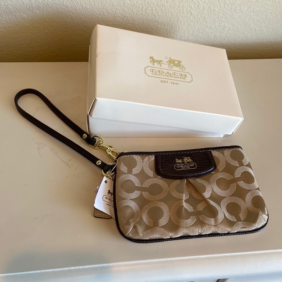 Coach Handbags - Coach Khaki Signature Madison Wristlet NWT